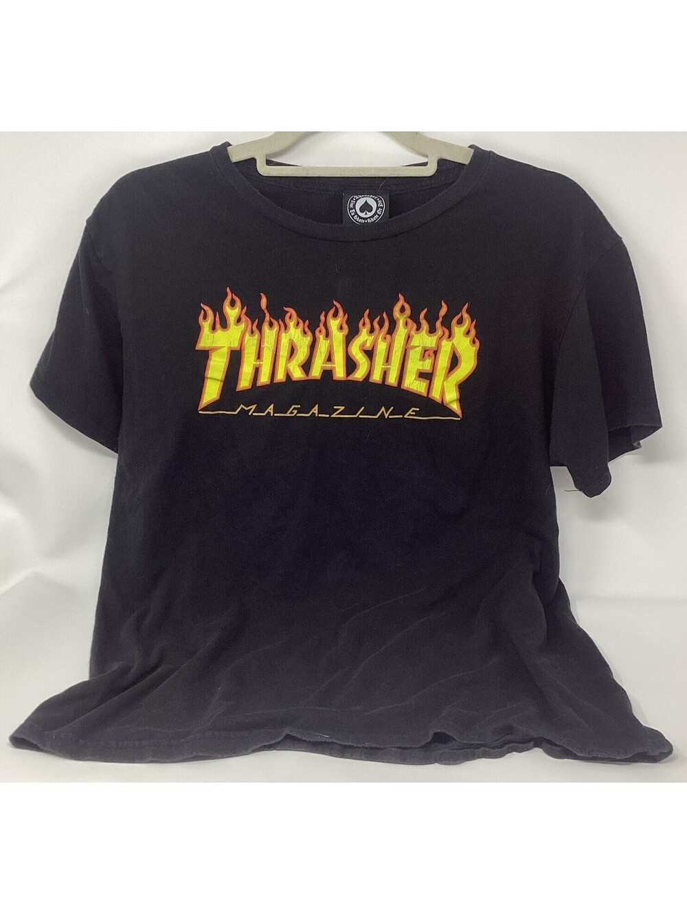 Thrasher Magazine Flame Logo T-Shirt Mens M Black Skate Streetwear Short Sleeve